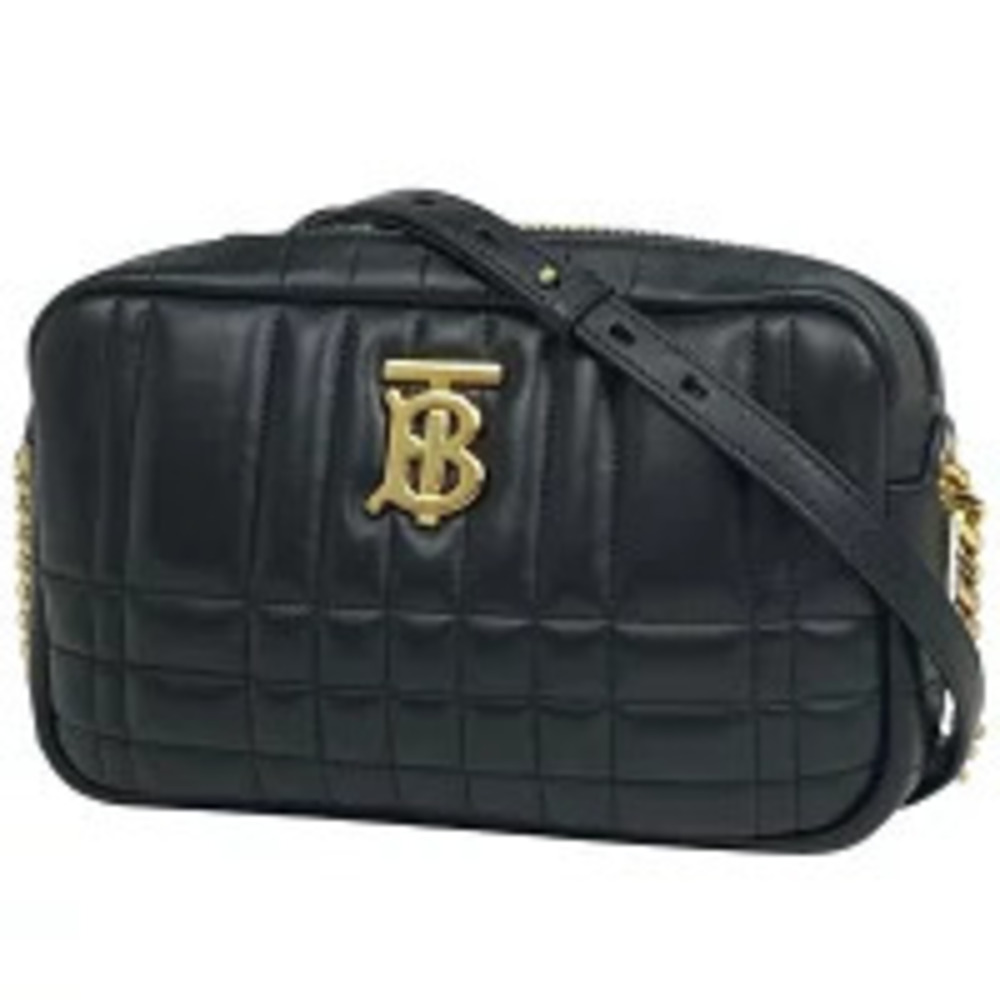 Burberry Laura Chain Shoulder Bag Quilted Leather Black